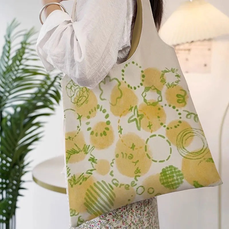 AOSONG Canvas Canvas Bag Shoulder Bags Regular Unisex Yellow Green-1