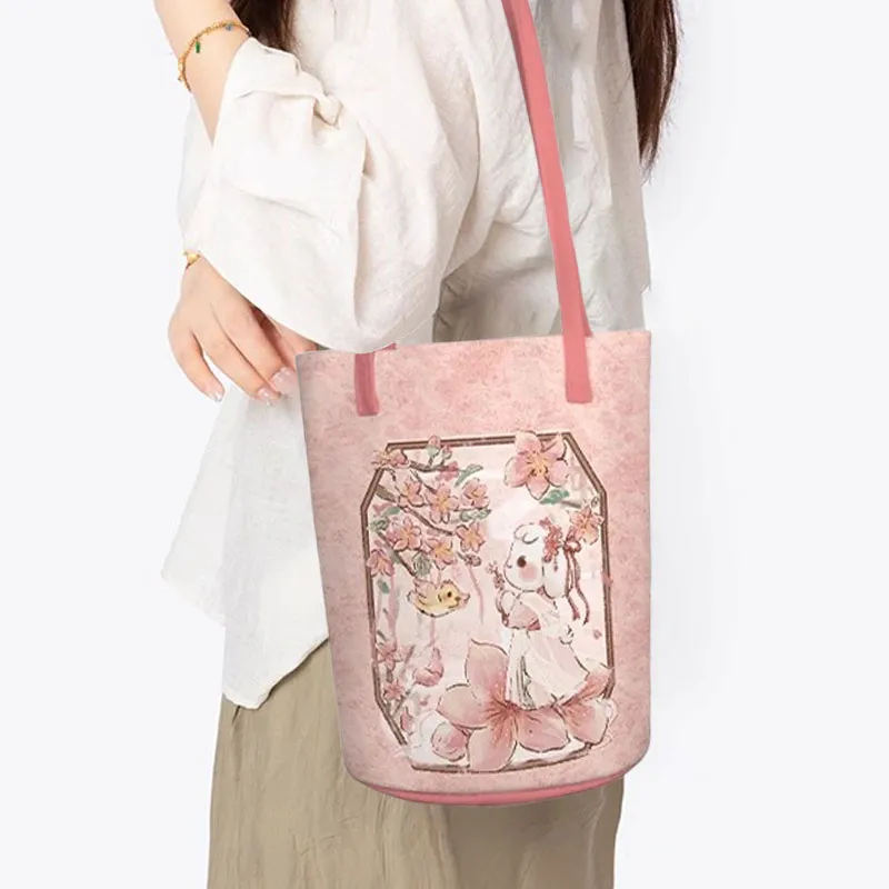AOSONG Suede Tech Fabric Shoulder Bag Unisex Pink-1