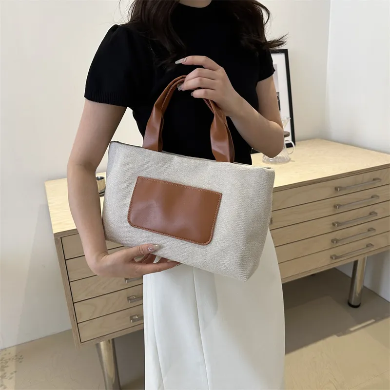 AOSONG Canvas Handbag Regular Unisex Yellow/Coffee/Black/Brown-17