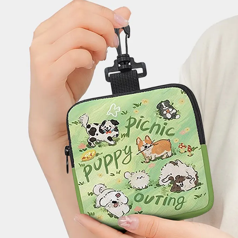 AOSONG Suede Tech Fabric Coin Purse Unisex Woof Woof Picnic Party-1