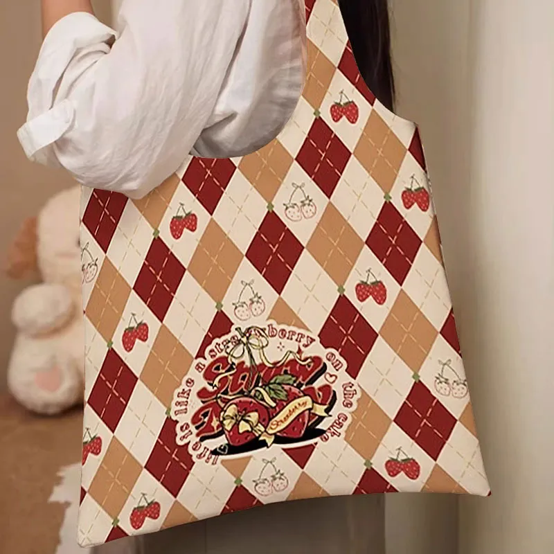 AOSONG Suede Tech Fabric Shoulder Bag Regular Unisex Caramelized Strawberries-1
