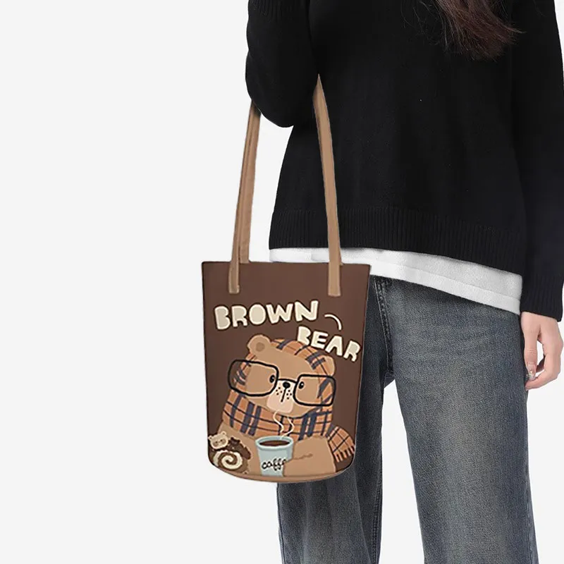 AOSONG Suede Tech Fabric Shoulder Bag Regular Unisex Warm Bear-4