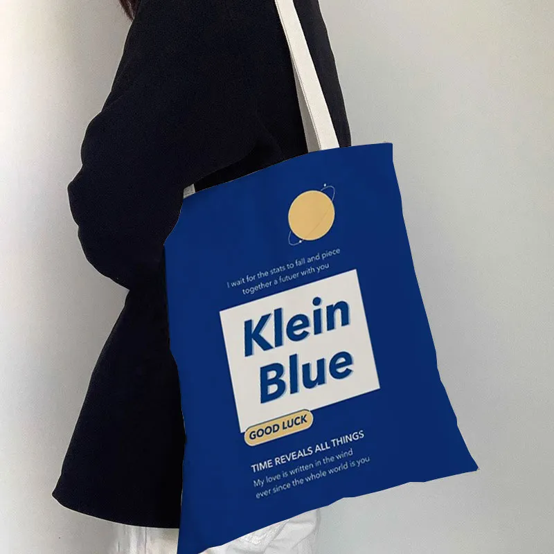 AOSONG Canvas Bag, Tote Handbag Small Medium Large Size Unisex Klein Blue-17