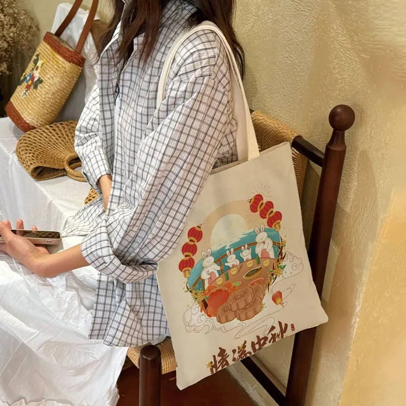 AOSONG Canvas Bag, Tote Bag, Shopping Bag, Handbag, Shoulder Bag Regular Unisex Multicolor-7