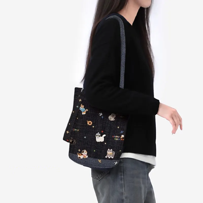 AOSONG Suede Technology Fabric Crossbody Bag, Shoulder Bag Women's Black-3