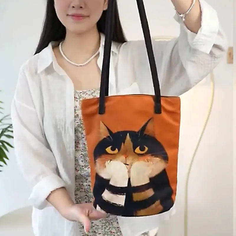 AOSONG Suede Tech Fabric Shoulder Bag Unisex Black/Orange-2