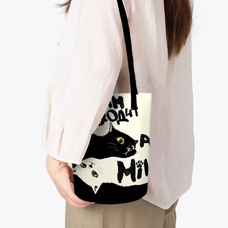 AOSONG Suede Tech Fabric Shoulder Bag Regular Unisex Black White-5