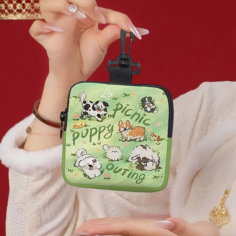 AOSONG Suede Tech Fabric Coin Purse Unisex Woof Woof Picnic Party-4