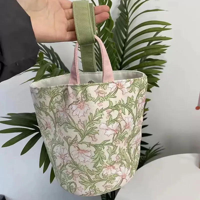 AOSONG Suede Tech Fabric Bucket Bags Handbags Unisex Green Springtime Perfectly Round-2