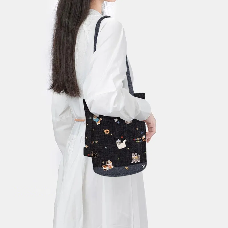 AOSONG Suede Technology Fabric Crossbody Bag, Shoulder Bag Women's Black-2