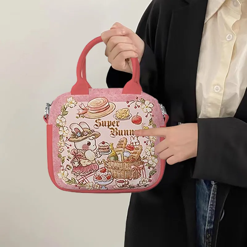 AOSONG Suede Tech Fabric Crossbody Bag Unisex Little Cake Bunny-3