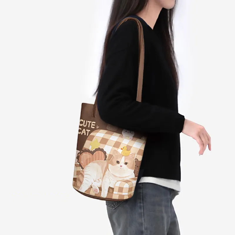 AOSONG Suede Tech Fabric Bucket Bags Shoulder Bags Regular Women's Charming Kitten-2