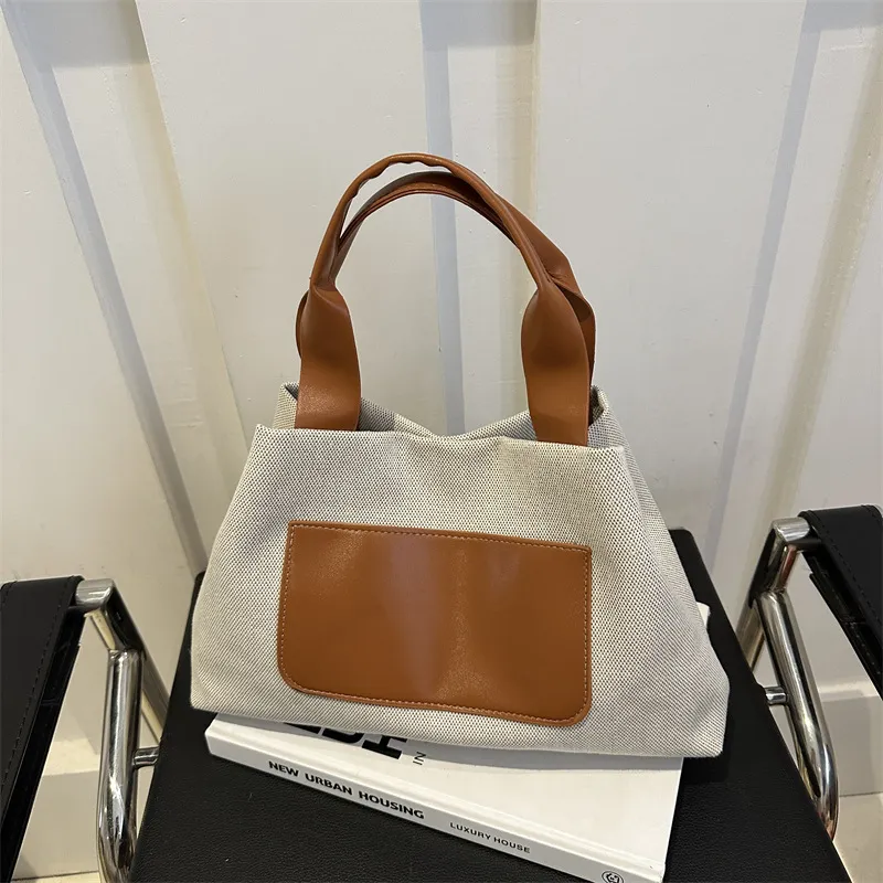 AOSONG Canvas Handbag Regular Unisex Yellow/Coffee/Black/Brown-19
