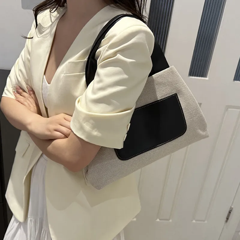 AOSONG Canvas Handbag Regular Unisex Yellow/Coffee/Black/Brown-3
