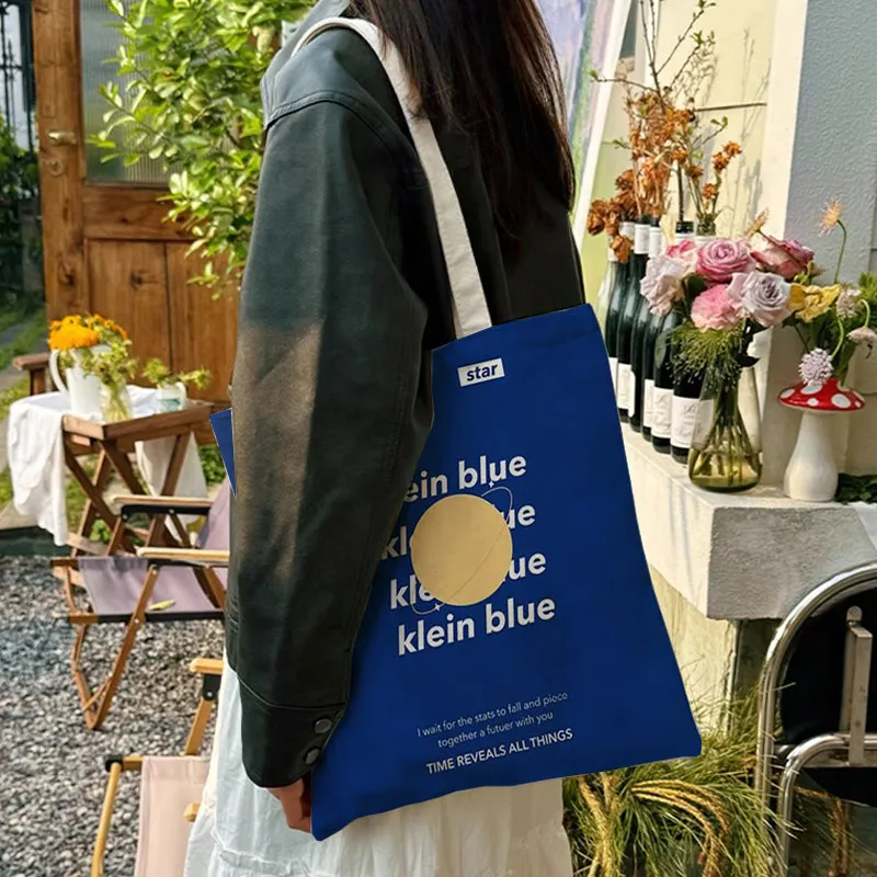 AOSONG Canvas Bag, Tote Handbag Small Medium Large Size Unisex Klein Blue-19
