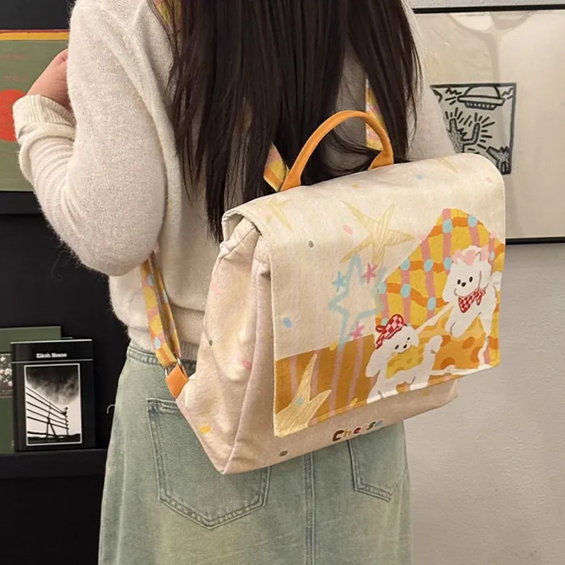 AOSONG Suede Technology Fabric Backpack Women's Yellow-1