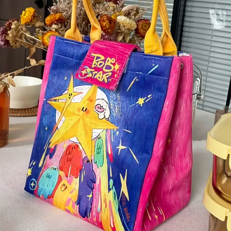 AOSONG Suede Tech Fabric Handbag Regular Unisex Blue & Pink-1