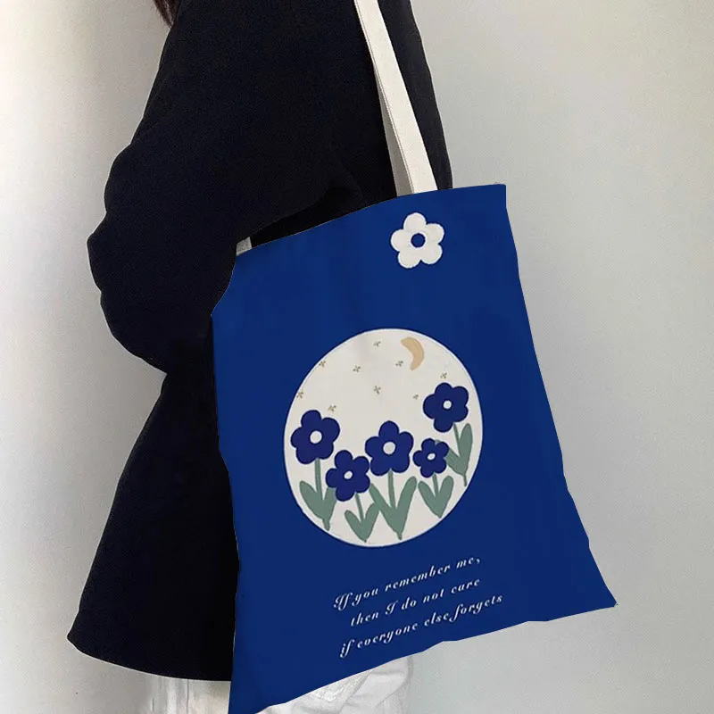 AOSONG Canvas Bag, Tote Handbag Small Medium Large Size Unisex Klein Blue-5