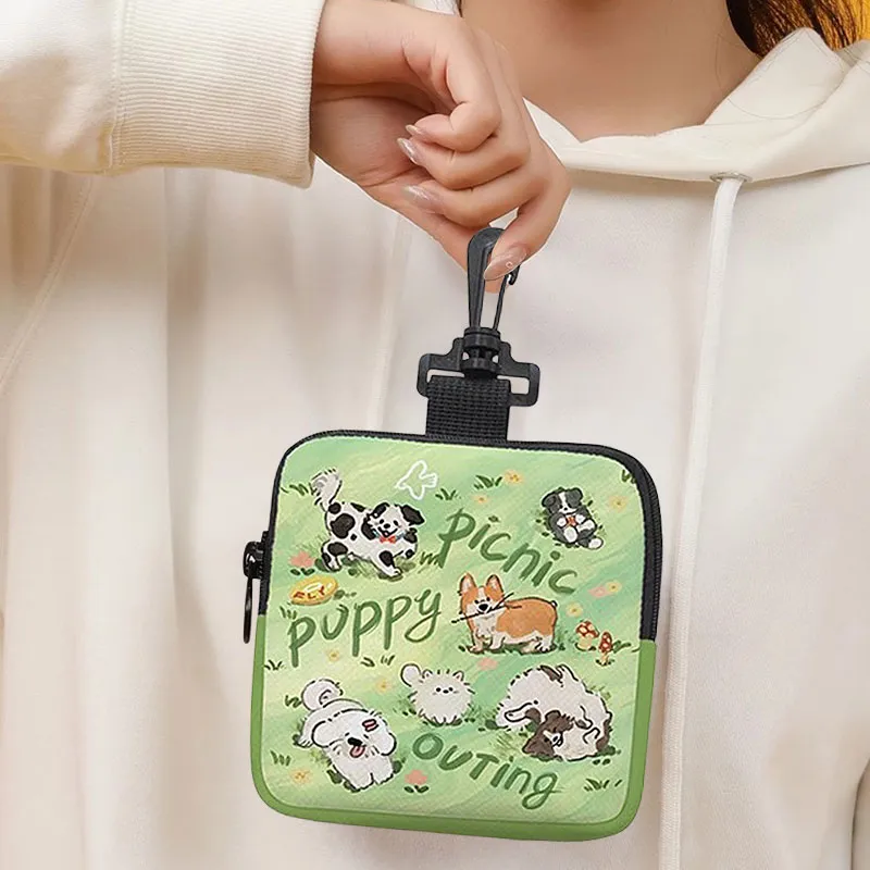 AOSONG Suede Tech Fabric Coin Purse Unisex Woof Woof Picnic Party-2