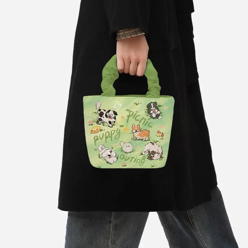 AOSONG Suede Tech Fabric Handbag Unisex Woof Woof Picnic Party-2