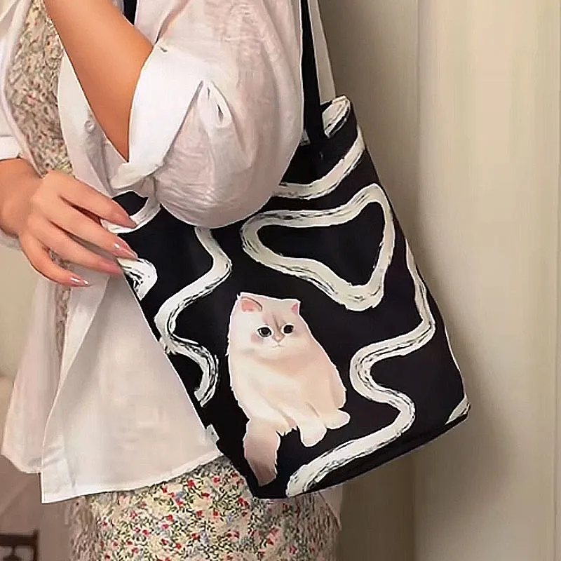 AOSONG Suede Tech Fabric Shoulder Bag Unisex Black/White-1