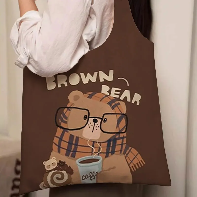 AOSONG Suede Tech Fabric Shoulder Bag Regular Unisex Warm Bear-4