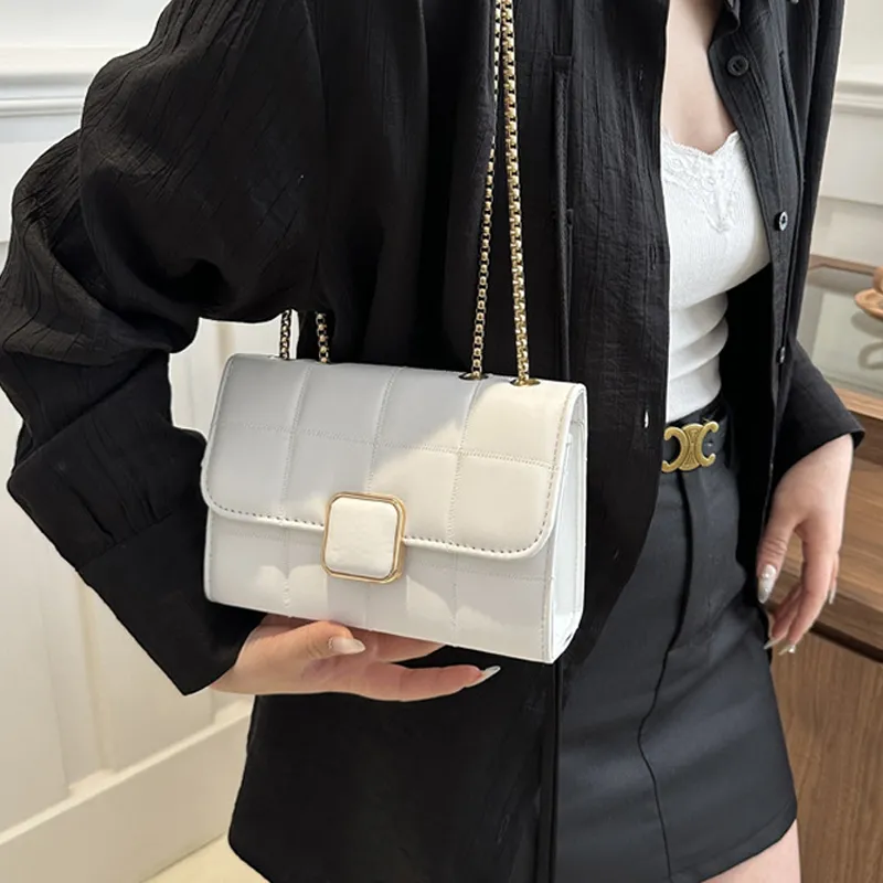 AOSONG PU Crossbody Bag Unisex White/Black-4