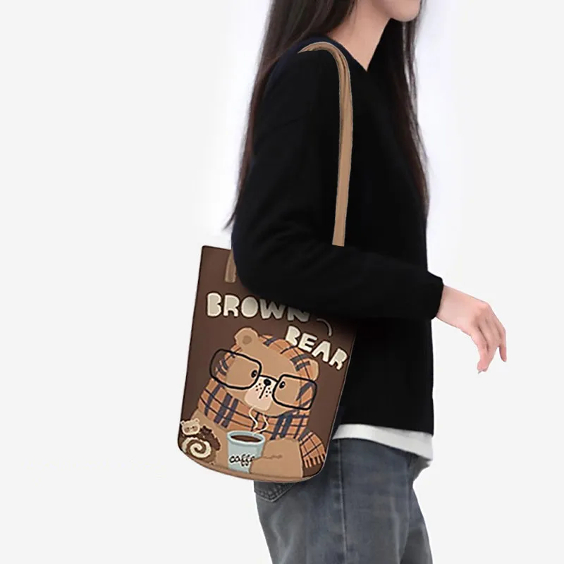 AOSONG Suede Tech Fabric Shoulder Bag Regular Unisex Warm Bear-1