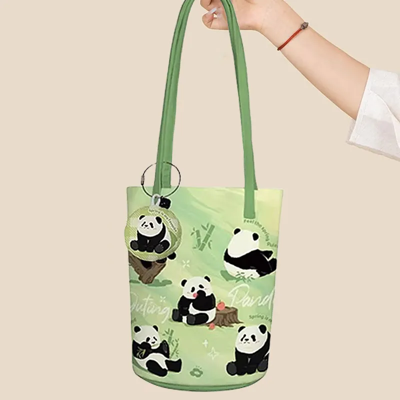 AOSONG Suede Tech Fabric Shoulder Bag Unisex Panda In The Spring Green-17
