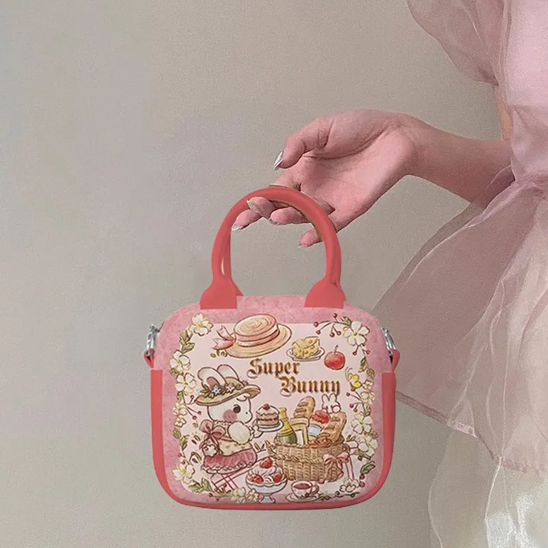 AOSONG Suede Tech Fabric Crossbody Bag Unisex Little Cake Bunny-1