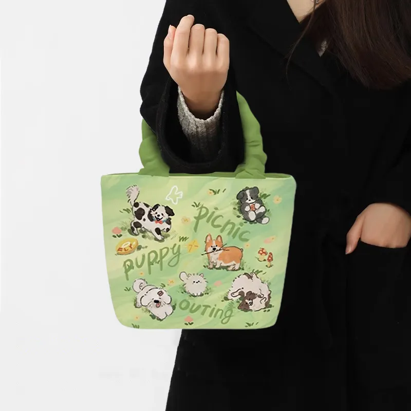 AOSONG Suede Tech Fabric Handbag Unisex Woof Woof Picnic Party-1