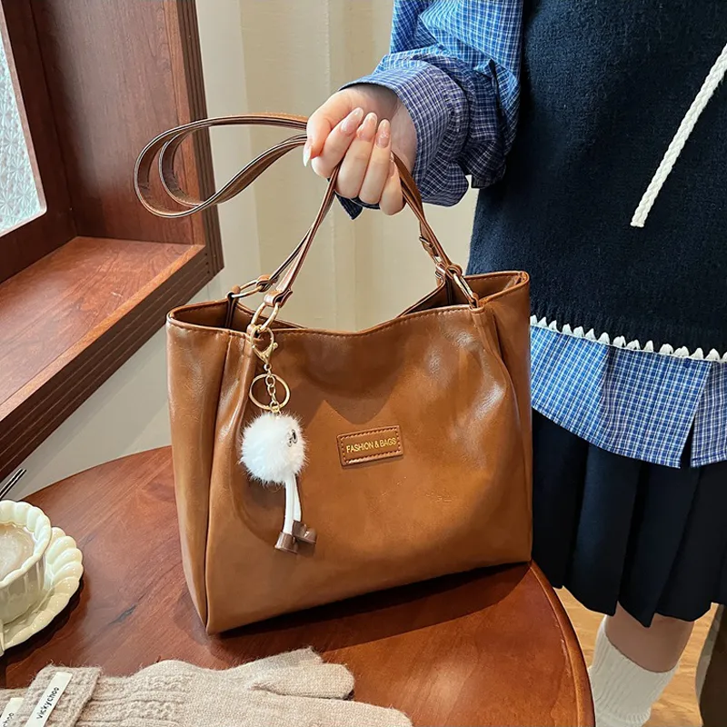 AOSONG PU Shoulder Bag Regular Unisex Black/Coffee/Brown-8