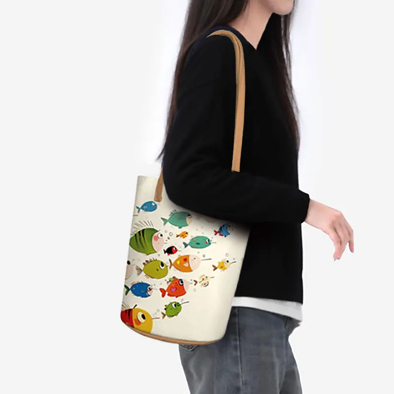 AOSONG Suede Tech Fabric Bucket Bags Shoulder Bags Women's Fish Flapping-3