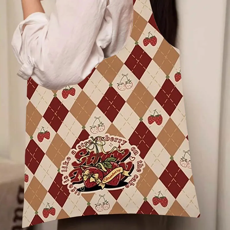 AOSONG Suede Tech Fabric Shoulder Bag Regular Unisex Caramelized Strawberries-2