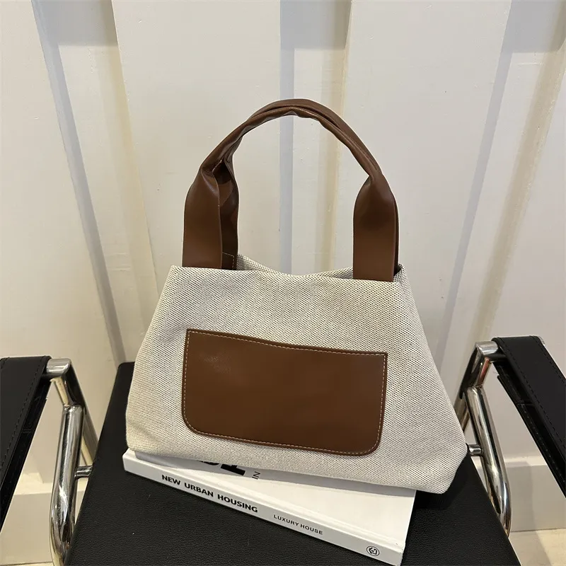 AOSONG Canvas Handbag Regular Unisex Yellow/Coffee/Black/Brown-14