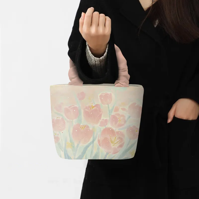 AOSONG Technical Fabric Handbag Unisex White & Pink-1