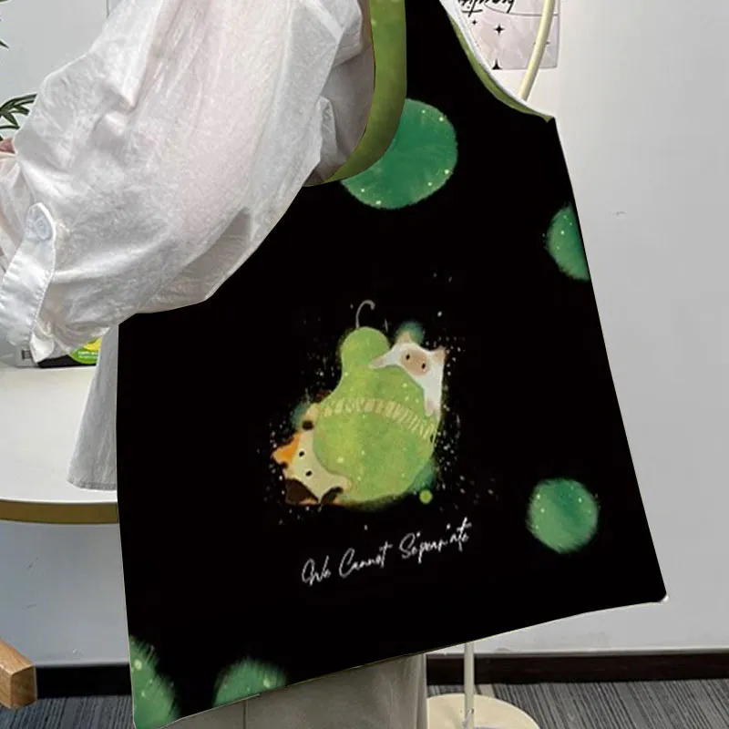 AOSONG Suede Tech Fabric Shoulder Bag Regular Unisex Black & Green-2