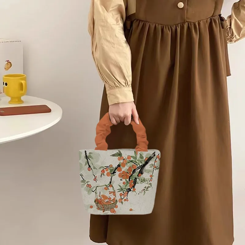 AOSONG Suede Technology Fabric Shoulder Bag, Crossbody Bag, Handbag Women's White Orange-1