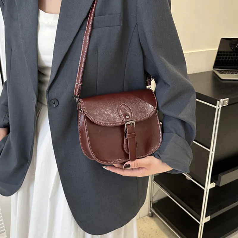 AOSONG PU Crossbody Bag Unisex White/Black/Burgundy/Khaki/Coffee-2