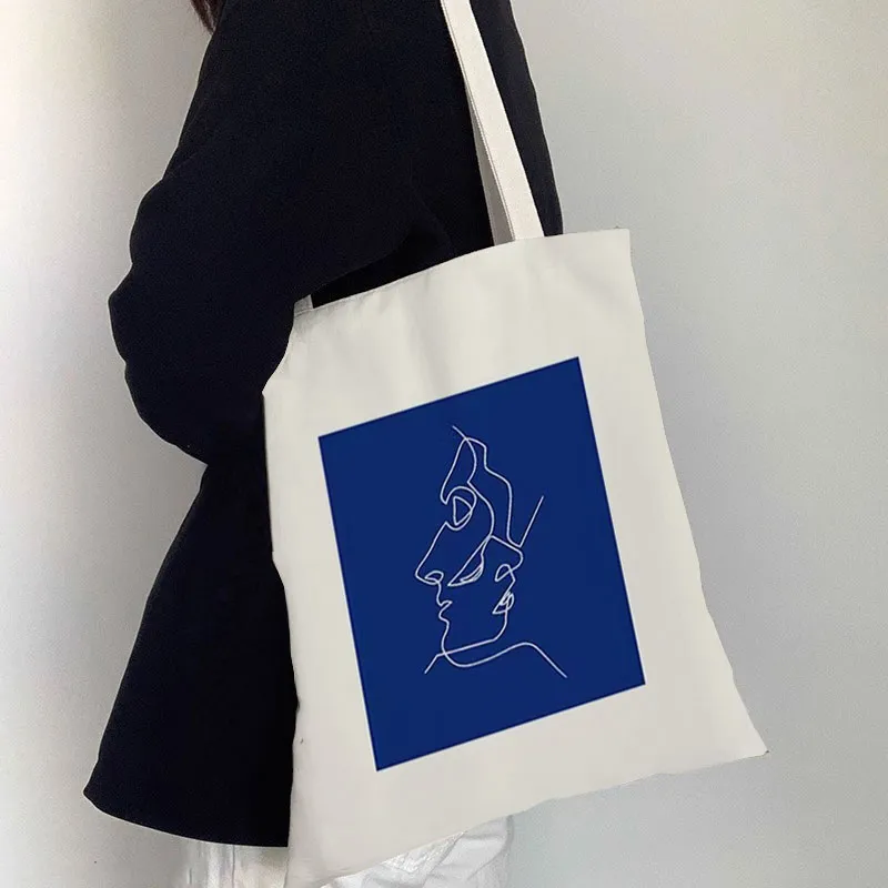 AOSONG Canvas Bag, Tote Handbag Small Medium Large Size Unisex Klein Blue-56