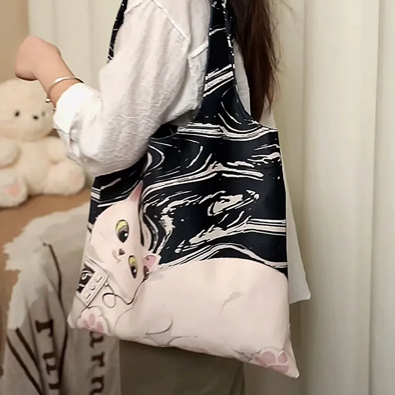 AOSONG Suede Tech Fabric Shoulder Bag Regular Unisex Pull String Cat-3