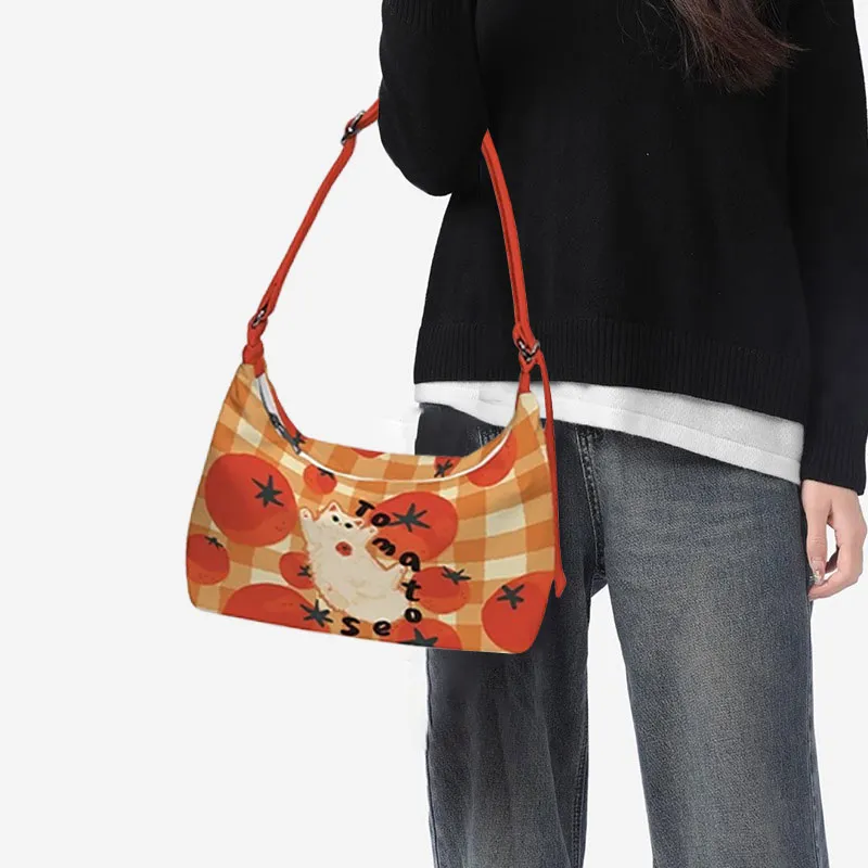 AOSONG Suede Tech Fabric Crossbody Bag Regular Unisex Orange And Red-4