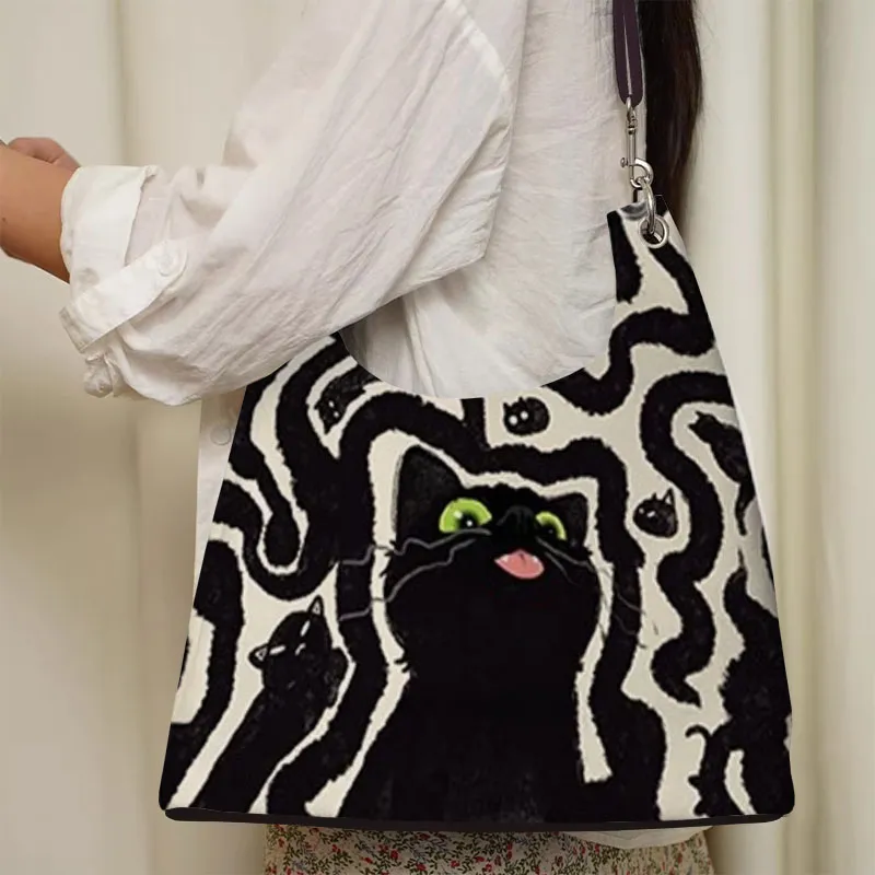 AOSONG Suede Tech Fabric Shoulder Bag Regular Unisex Little Black-4