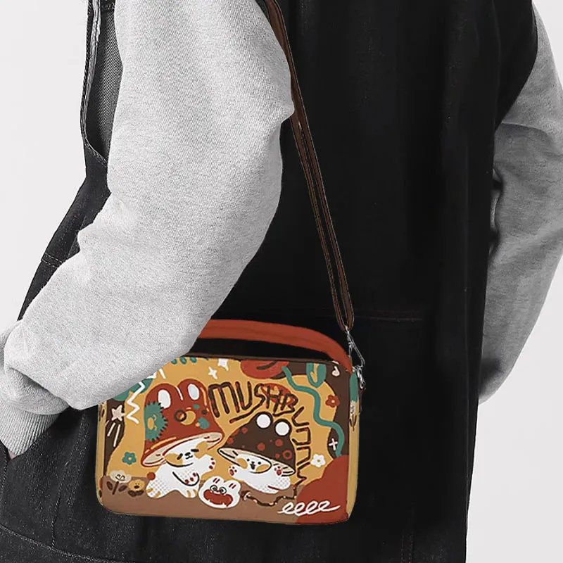 AOSONG Suede Technical Fabric Handbag Crossbody Bag Unisex Yellow Mushroom Rabbit-3