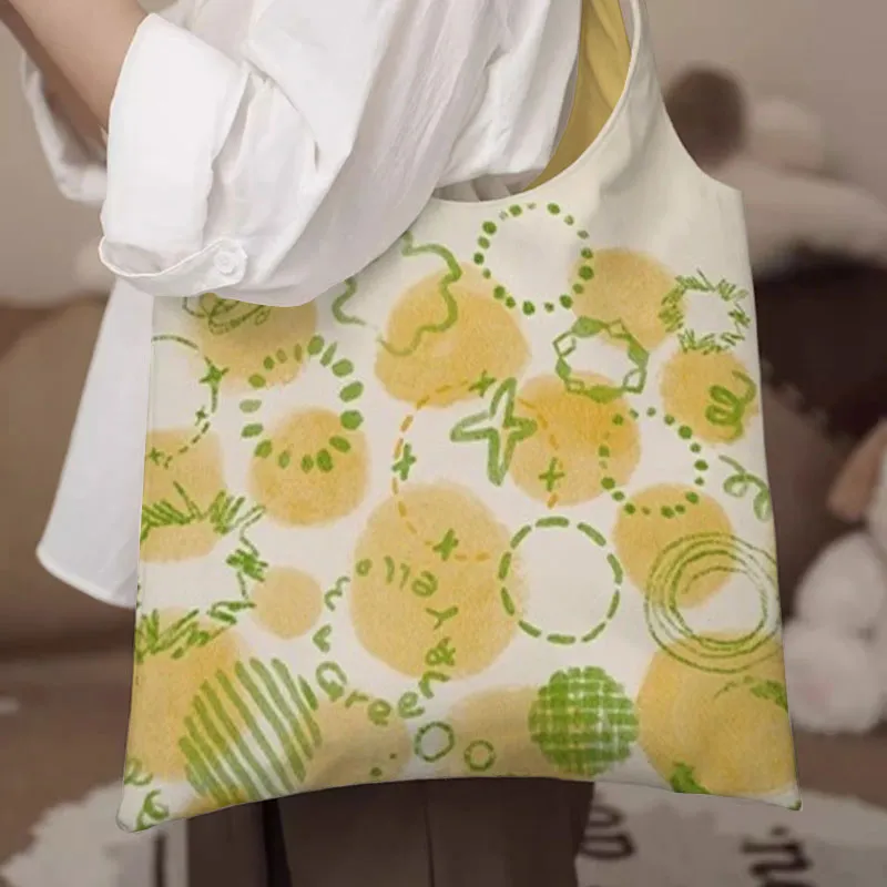 AOSONG Canvas Canvas Bag Shoulder Bags Regular Unisex Yellow Green-2