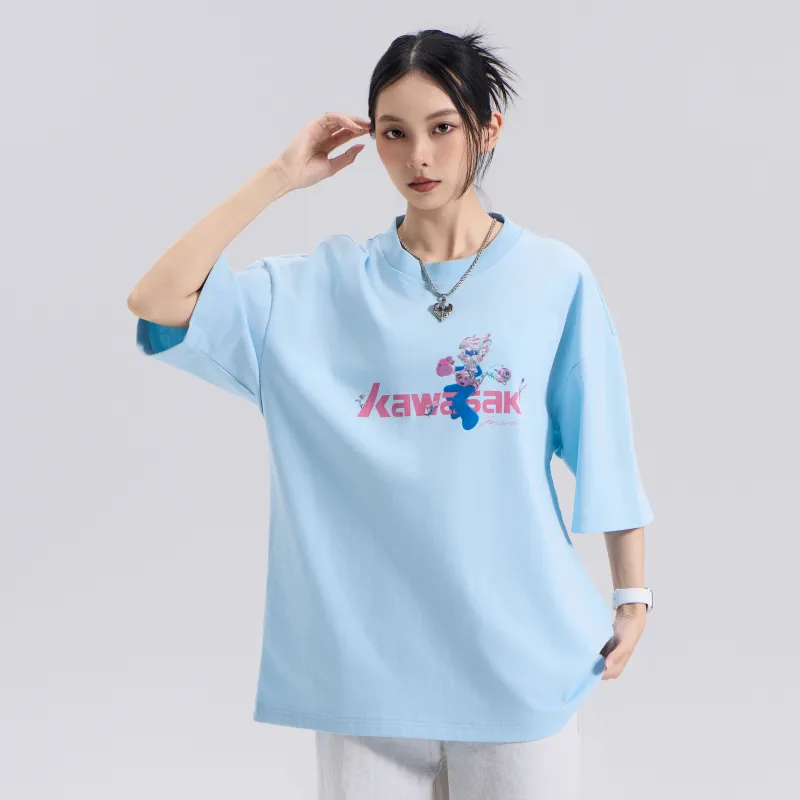 Kawasaki x SHENZHENYISHUJIAHUYUNFENGFENGZIMU LIANMINGKUAN T Shirt Unisex Sky Blue-2
