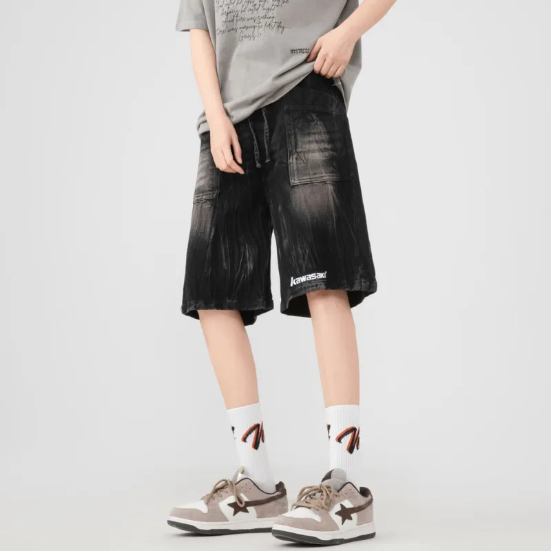 Kawasaki Denim Shorts Unisex Black-5