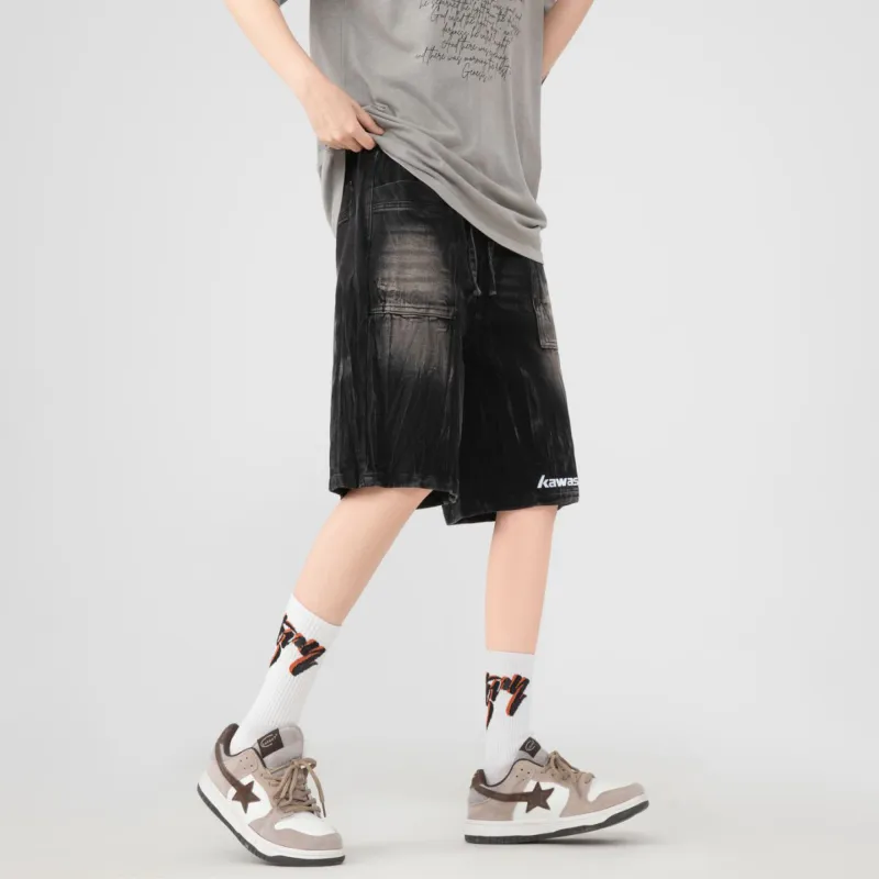 Kawasaki Denim Shorts Unisex Black-3