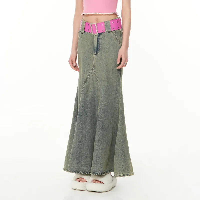 FTT Flythetruth Denim Long Skirt Women's Vintage-3