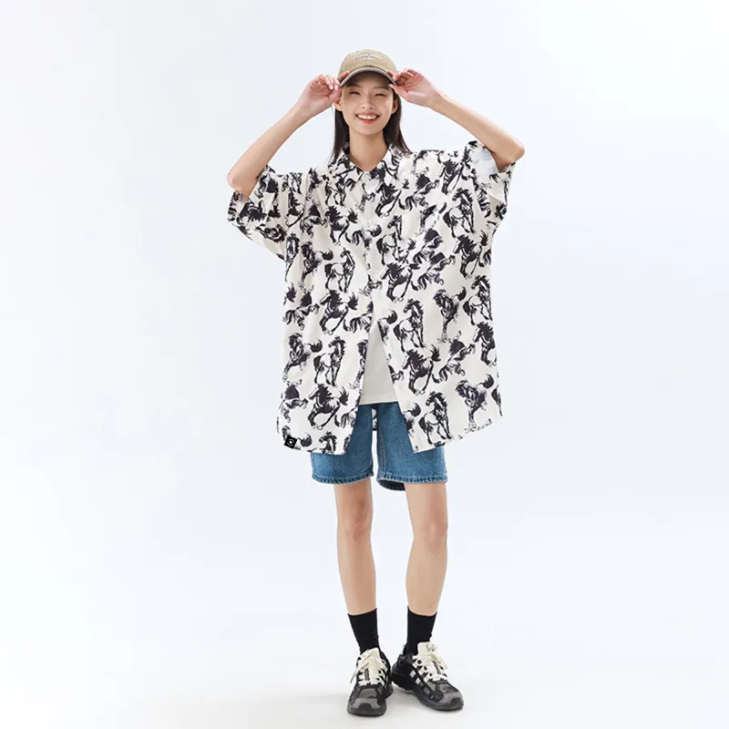 ROBINHOOD Shirt Unisex Beige Apricot Ink Wash Steed-2